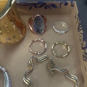 Gold and silver bangle and ring bundle